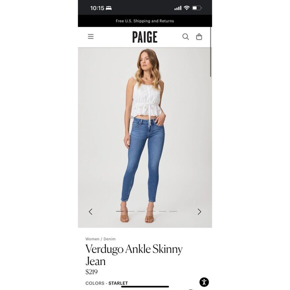 Paige womens Verdugo Ankle Skinny mid rise Blue Denim Jeans Size 27 - Picture 9 of 13